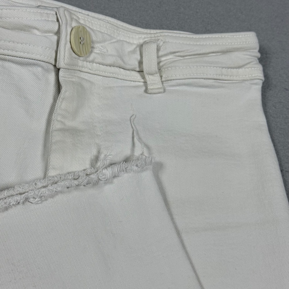 Zara The Marine Straight High Rise Raw Hem Jeans Off White Denim Womens 4